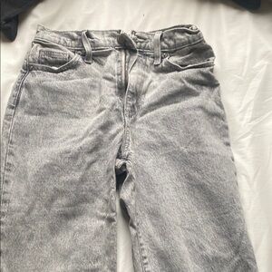 Gray Straight Leg Jeans with Textured Denim